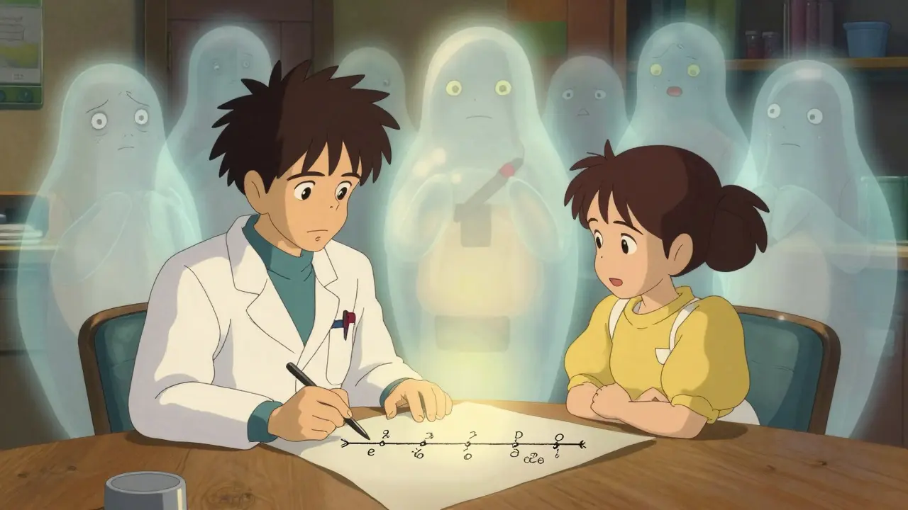 A doctor and patient reviewing a hand-drawn taper plan together in a warm clinic setting.